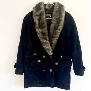 La Covina 100% Genuine Leather with Faux Fur collar winter  oversized Coat Small